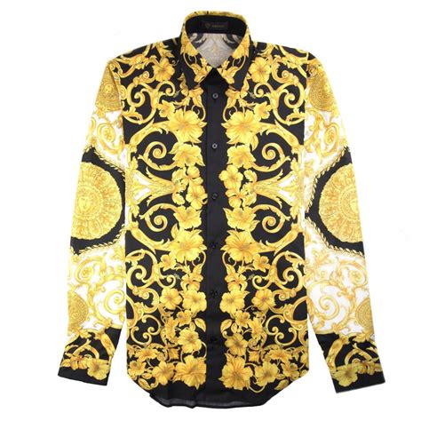 black and gold versace era shirt|Versace silk shirt.